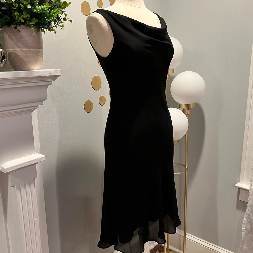 Onyx Nite Draped Neck Cocktail Dress - Picture 2 of 6